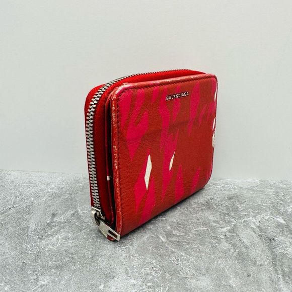 Balenciaga Red Multi-Color Zip Compact Wallet - Picture 3 of 13